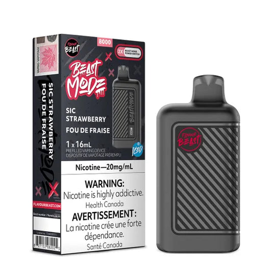 Sic Strawberry Iced - Flavour Beast Beast Mode 8000 Puffs Disposable Vapes