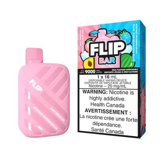 Juicy peach ice and blue razz watermelon ice - Flip Bar 9000 Puffs Disposable Vape