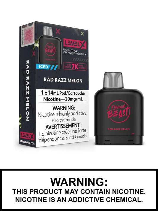 rad razz melon iced - level x flavour beast pod