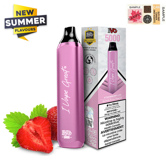 Strawberry Ice - IVG Bar Max 5000 Disposable Vape