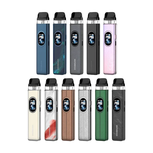 Multiple vape devices in various colors on a white background