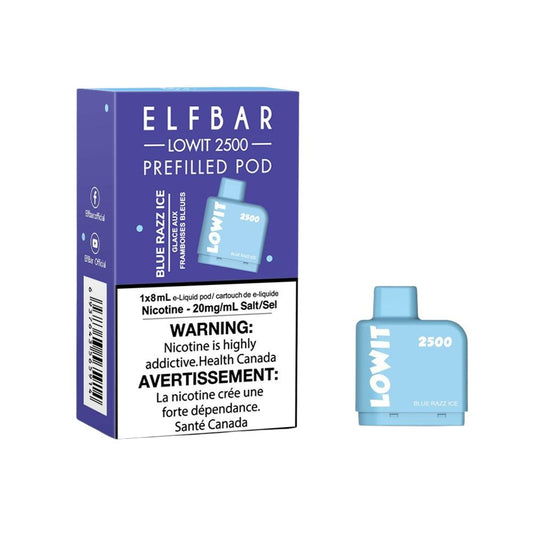 Blue Razz Ice Elf Bar Lowit 2500 Prefilled Pod